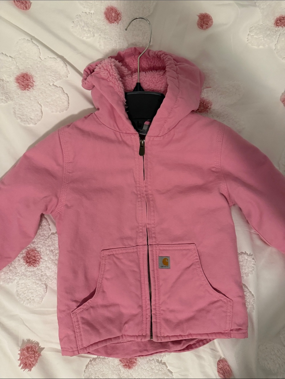 Carhartt Girls' Pink Hooded Sherpa Jacket